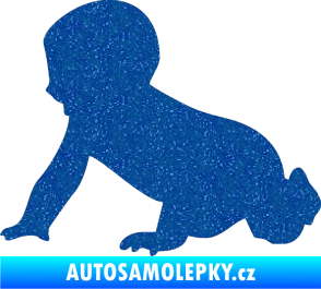 Samolepka Dítě v autě 025 levá miminko silueta Ultra Metalic modrá