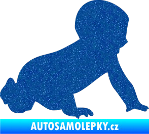 Samolepka Dítě v autě 025 pravá miminko silueta Ultra Metalic modrá