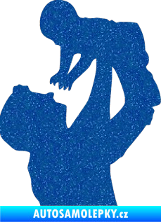 Samolepka Dítě v autě 026 pravá miminko v náruči Ultra Metalic modrá