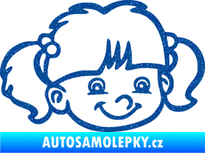 Samolepka Dítě v autě 035 pravá holka hlavička Ultra Metalic modrá
