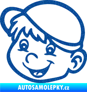 Samolepka Dítě v autě 038 levá kluk hlavička Ultra Metalic modrá