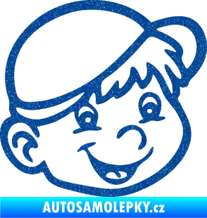 Samolepka Dítě v autě 038 pravá kluk hlavička Ultra Metalic modrá