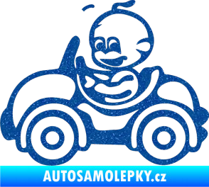 Samolepka Dítě v autě 041 levá chlapeček v autíčku Ultra Metalic modrá