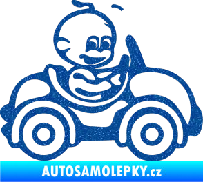 Samolepka Dítě v autě 041 pravá chlapeček v autíčku Ultra Metalic modrá