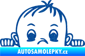 Samolepka Dítě v autě 045 pravá chlapeček hlavička Ultra Metalic modrá