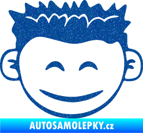 Samolepka Dítě v autě 048 levá kluk hlavička Ultra Metalic modrá