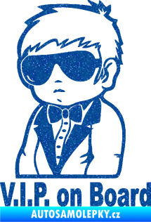Samolepka Dítě v autě 058 s textem chlapec s brýlemi Ultra Metalic modrá