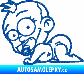 Samolepka Dítě v autě 067 levá lezoucí miminko Ultra Metalic modrá