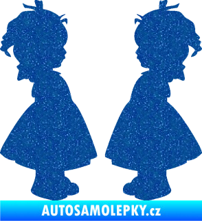Samolepka Dítě v autě 072 dvě holčičky sourozenci Ultra Metalic modrá
