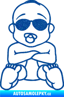 Samolepka Dítě v autě 074 mimčo s brýlemi Ultra Metalic modrá
