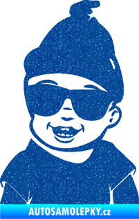 Samolepka Dítě v autě 081 levá chlapeček v brýlích Ultra Metalic modrá