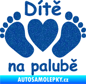 Samolepka Dítě v autě 089 nožičky s nápisem Ultra Metalic modrá