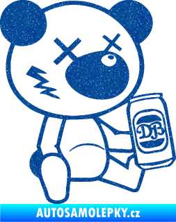 Samolepka Drunk bear 002 pravá medvěd s plechovkou Ultra Metalic modrá
