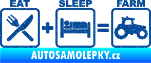 Samolepka Eat sleep farm Ultra Metalic modrá