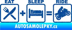 Samolepka Eat sleep ride Ultra Metalic modrá