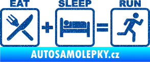 Samolepka Eat sleep run Ultra Metalic modrá