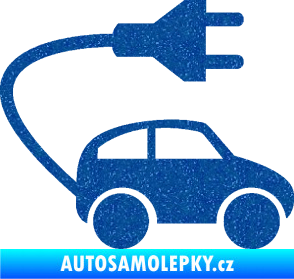 Samolepka Elektro auto 002 pravá symbol zásuvka Ultra Metalic modrá