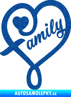 Samolepka Family 001 nápis se srdíčkem Ultra Metalic modrá