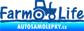 Samolepka Farm life nápis s traktorem Ultra Metalic modrá