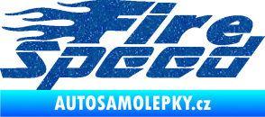 Samolepka Fire speed nápis s plameny Ultra Metalic modrá
