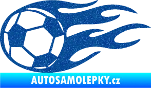 Samolepka Fotbalový míč 004 levá v plamenech Ultra Metalic modrá