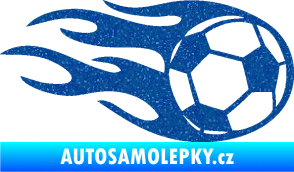 Samolepka Fotbalový míč 004 pravá v plamenech Ultra Metalic modrá