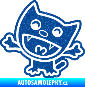 Samolepka Happy cat 002 levá šťastná kočka Ultra Metalic modrá