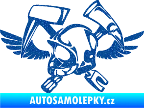 Samolepka Hasič 011 levá helma Ultra Metalic modrá