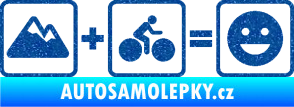 Samolepka Hory + kolo = veselý smajlík cyklista na horách Ultra Metalic modrá