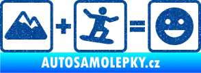 Samolepka Hory + snowboard = veselý smajlík Ultra Metalic modrá