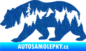 Samolepka Hory s medvědem levá Ultra Metalic modrá