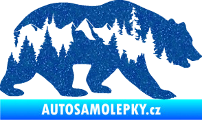 Samolepka Hory s medvědem pravá Ultra Metalic modrá