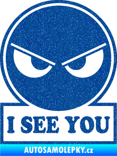 Samolepka I see you smajlík Ultra Metalic modrá