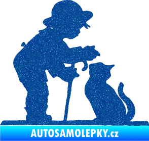 Samolepka Interiér 002 levá dítě s kočičkou Ultra Metalic modrá