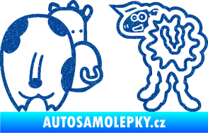 Samolepka JDM kravička a ovečka 001 levá Ultra Metalic modrá