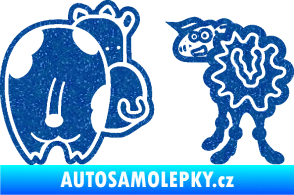 Samolepka JDM kravička a ovečka 002 levá Ultra Metalic modrá