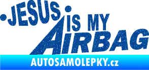 Samolepka Jesus is my airbag nápis Ultra Metalic modrá