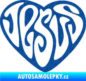 Samolepka Jesus nápis v srdíčku Ultra Metalic modrá
