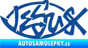 Samolepka Jesus rybička 001 křesťanský symbol Ultra Metalic modrá