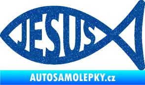 Samolepka Jesus rybička 003 křesťanský symbol Ultra Metalic modrá