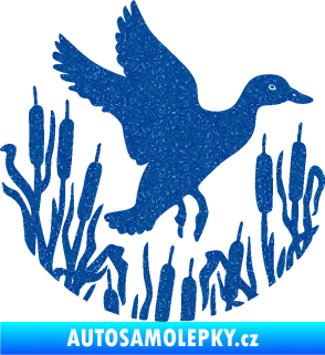 Samolepka Kachna divoká 002 pravá s rákosím Ultra Metalic modrá