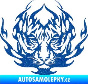 Samolepka Kapota 033 tygr v plamenech Ultra Metalic modrá