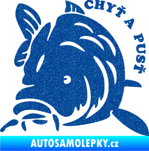 Samolepka Kapr 004 chyť a pusť levá Ultra Metalic modrá
