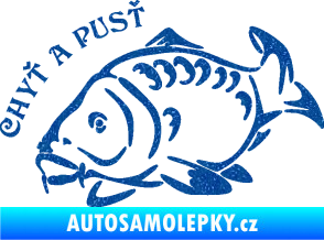 Samolepka Kapr 007 chyť a pusť Ultra Metalic modrá