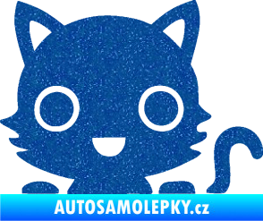 Samolepka Kočka 014 pravá kočka v autě Ultra Metalic modrá