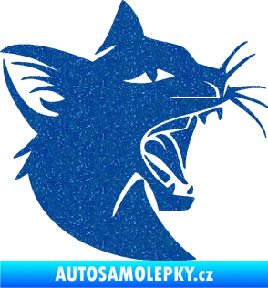 Samolepka Kočka 029  pravá rozzuřená Ultra Metalic modrá