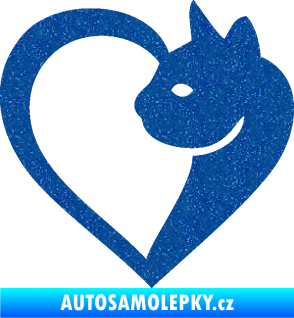 Samolepka Kočka love 001 pravá Ultra Metalic modrá