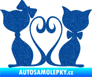 Samolepka Kočky love 002 pravá spletené ocásky Ultra Metalic modrá