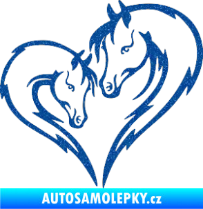 Samolepka Koníci 002 - pravá srdíčko kůň s hříbátkem Ultra Metalic modrá