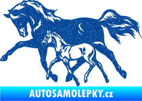 Samolepka Koníci 003 levá kobylka s hříbětem Ultra Metalic modrá